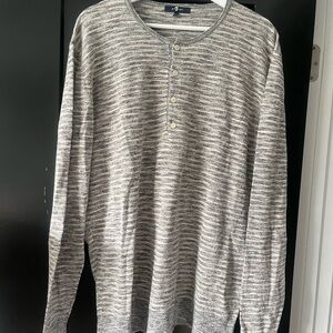7 For All Mankind Gray Long Sleeve Henley Shirt